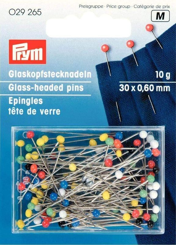 PRYM Knappenåler m/ glasshode 30x0,6mm