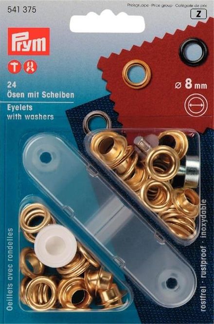 Hovedbilde Prym Maljer m/ skive Messing/Gull 8mm