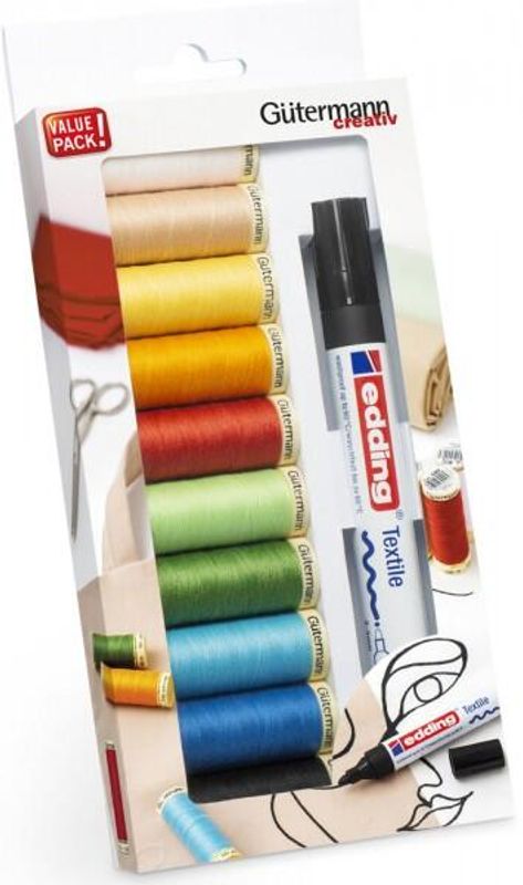 Gütermann Polyester 10x100m + Merkepenn